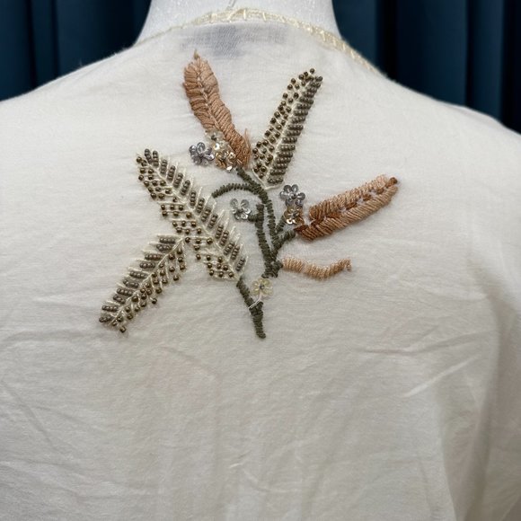 JO NO FUI Beige/off-white Rhinestone Cotton Dress - Picture 7 of 10